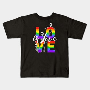 Love Is Love Rainbow Skeleton Trio Kids T-Shirt